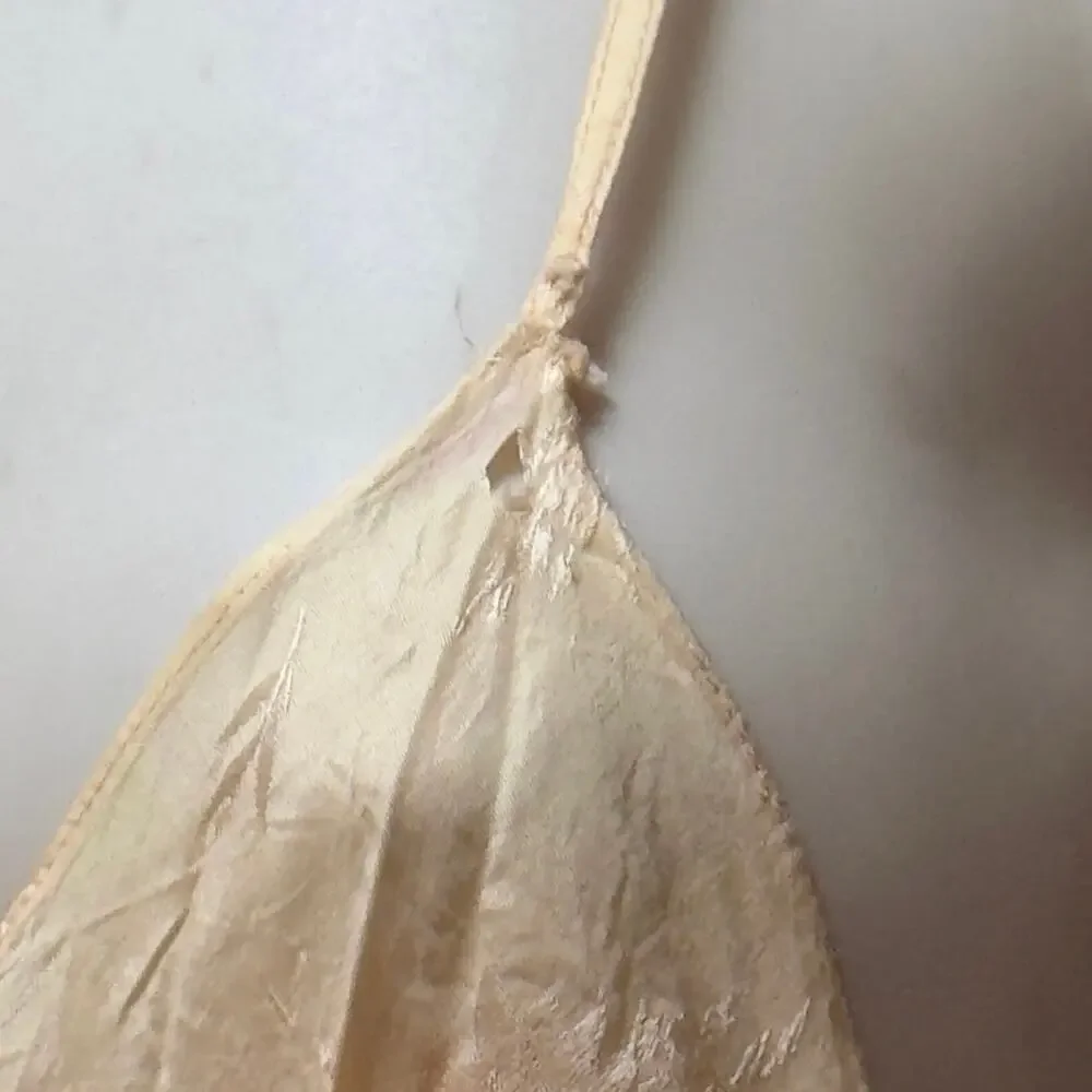 1930’s Cream Orangle Bias Cut Slip Dress Nightgown Floral Embossed Vintage READ - Picture 15 of 16